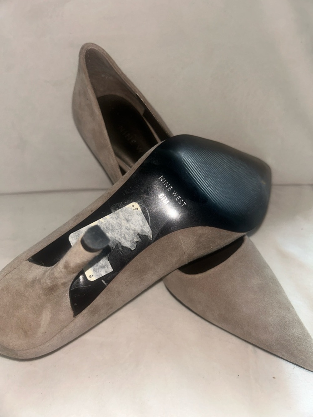 Nine West Taupe Suede Pointed Pumps - Picture 6 of 8